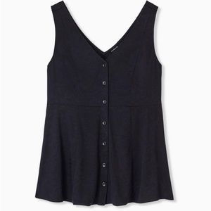 Torrid Size 3 Fit And Flare Jacquard Button-Front Tank - Black